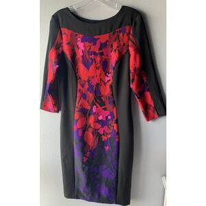 Frank Lyman Women’s Size US6 Bold Floral Print Sheath Dress Style# 64546 Artsy